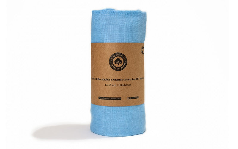 Organic Cotton Muslin Baby Swaddle Blanket, 47" x 47"