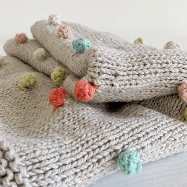 Handcrafted Bobble Chunky Knit Baby Throw Blanket