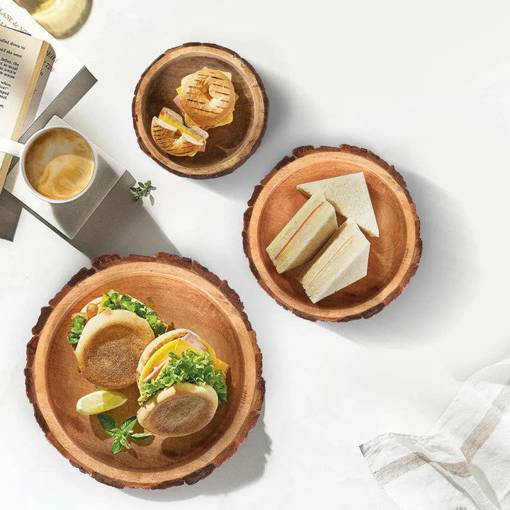 Handcrafted Mango Wood Bark Serving Bowls, 3 Ct.