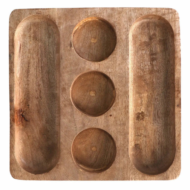Handcrafted Acacia Wood &amp; Ceramic Serveware Platter