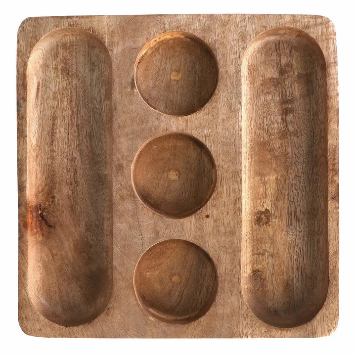 Acacia Wood Ceramic Serving Platter