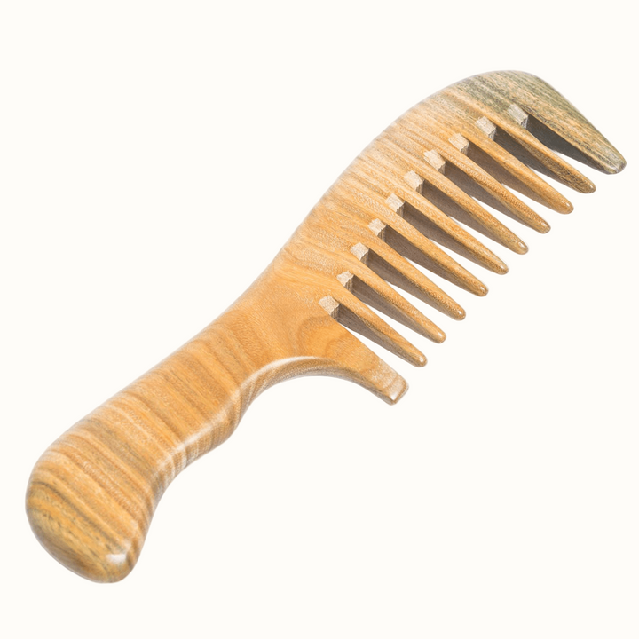 Handcrafted Green Sandalwood Wide-Tooth Hair Comb