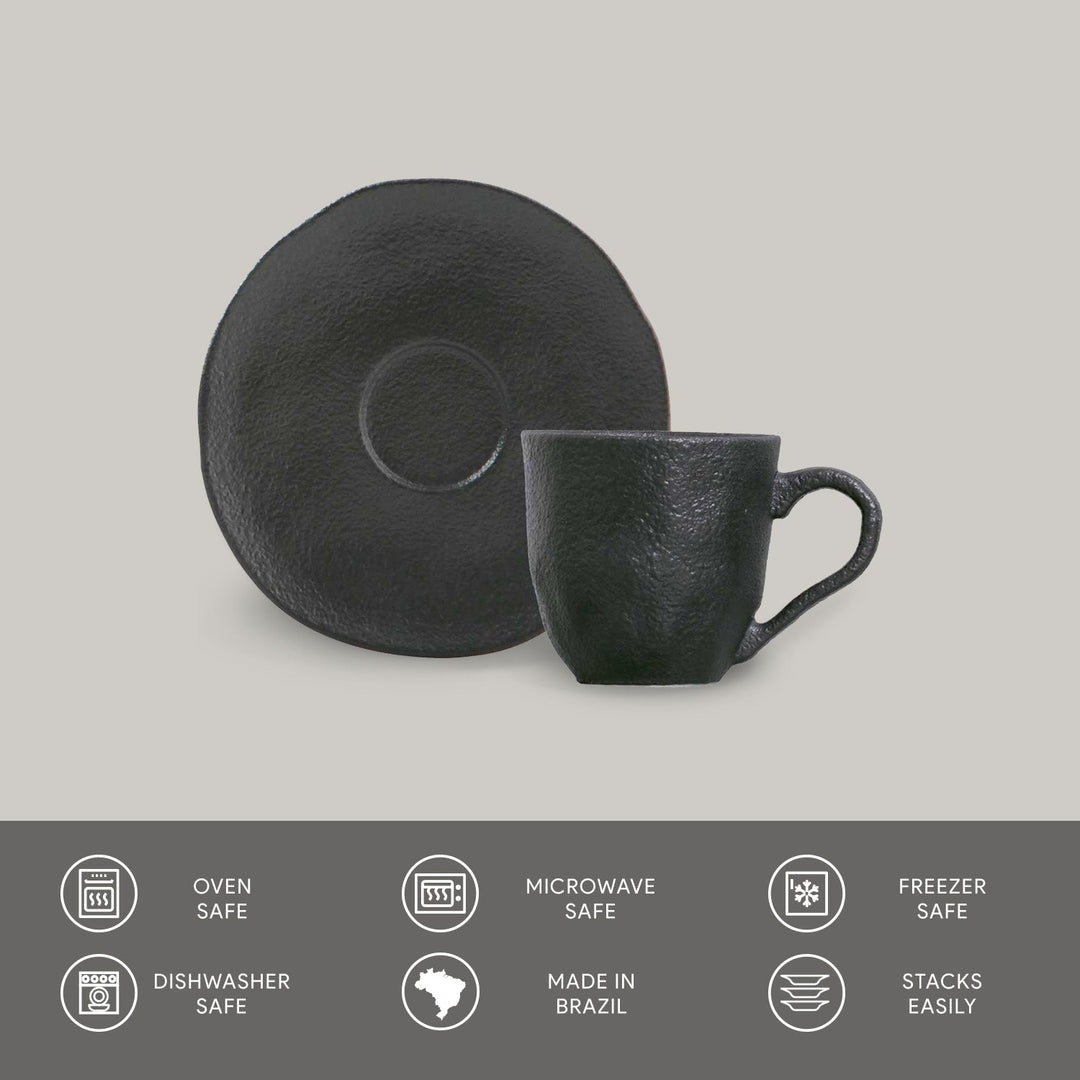 Non-Toxic Ceramic Cup &amp; Saucer Dinnerware Set, 6 Ct.