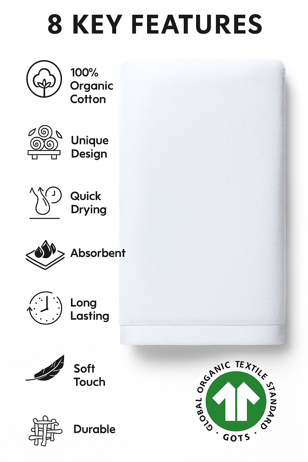 Organic 600 GSM Soft Cotton Bath Towel