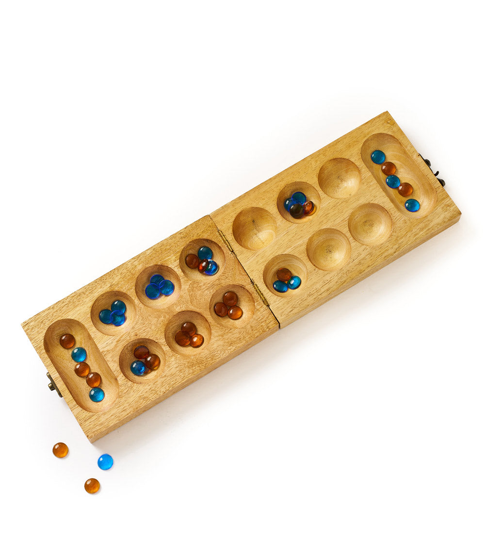 Handcrafted Mango Wood Mancala Board Game, 48 Ct.