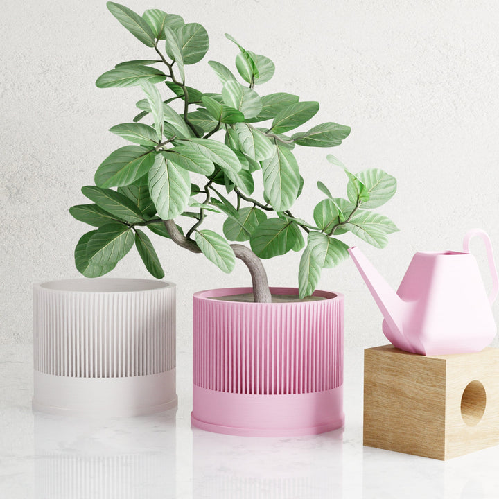 Biodegradable Plant-Based Ribbed Sakura Planter Decor
