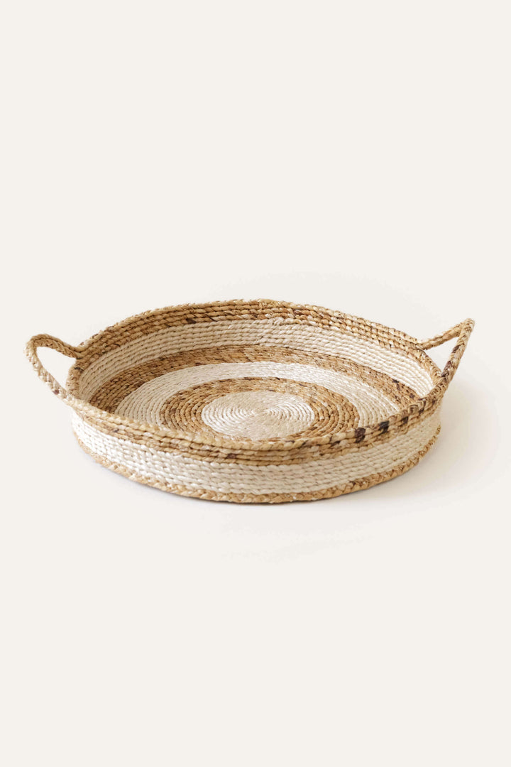Handwoven Banana Leaf &amp; Sisal Serveware Tray, 14"