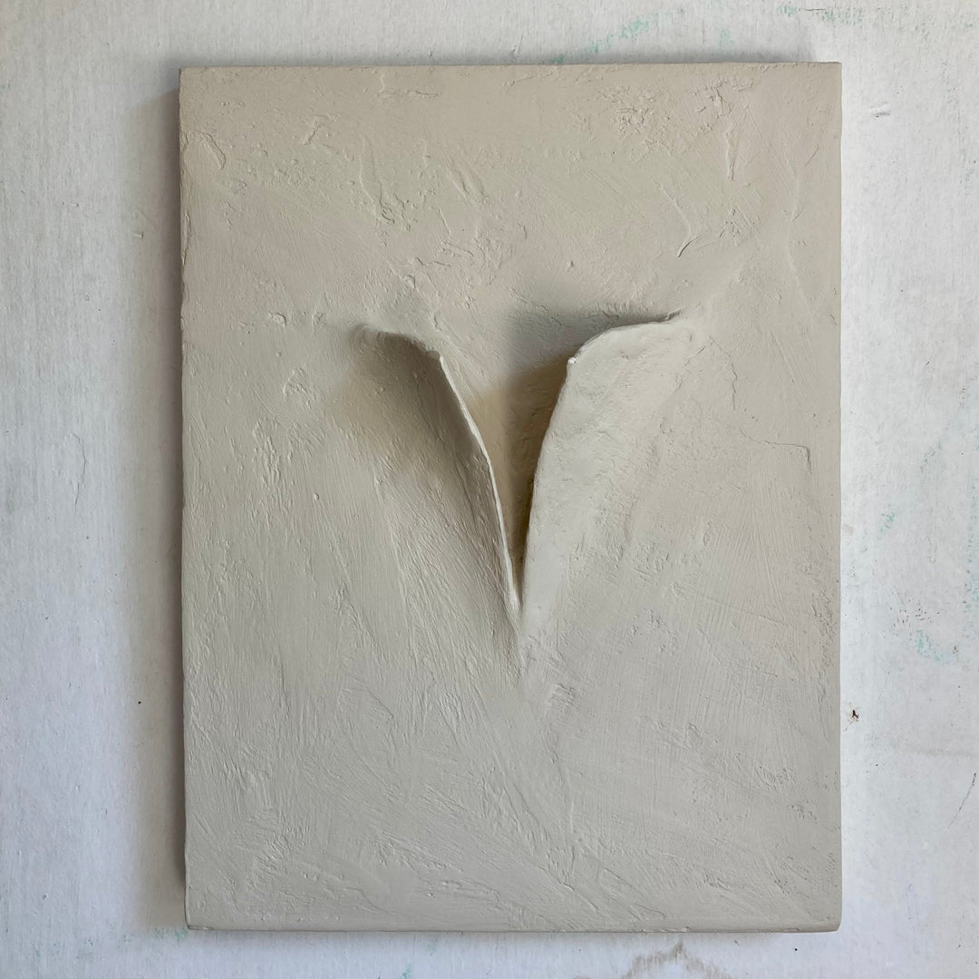 Handcrafted Cement Wall Sculpture, Beige, 9" x 12"