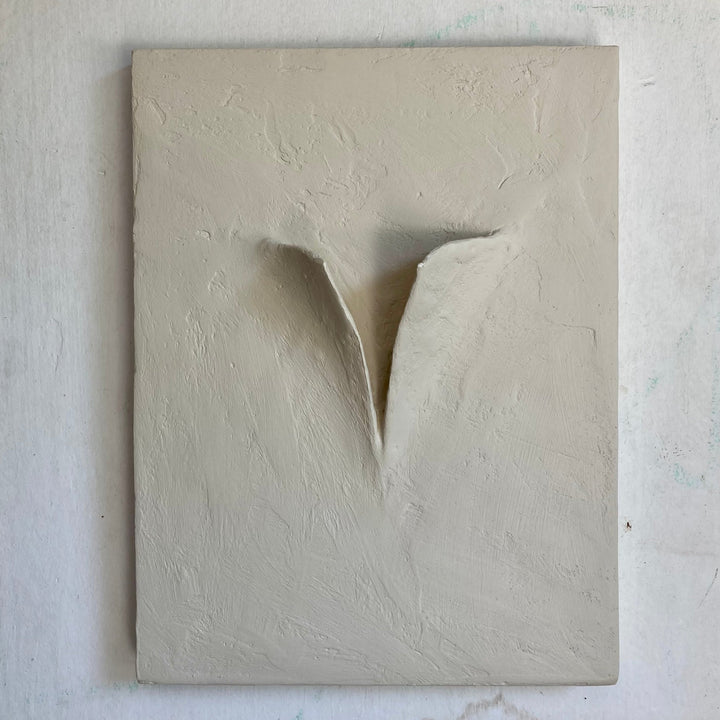 Handcrafted Cement Wall Sculpture, Beige, 9" x 12"