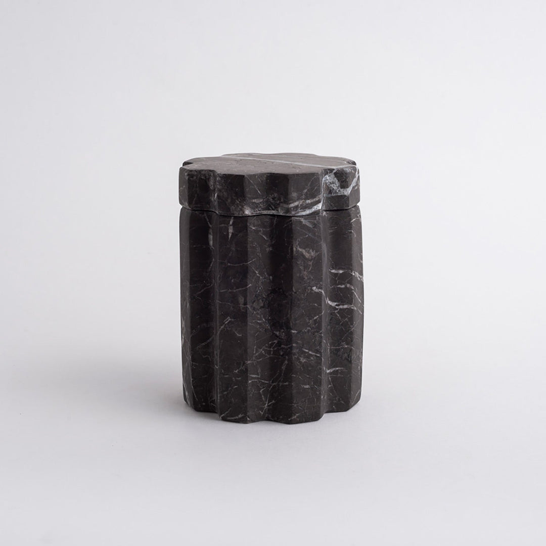 Handcrafted Black Marble Storage Container, 3.5" x 5.1"
