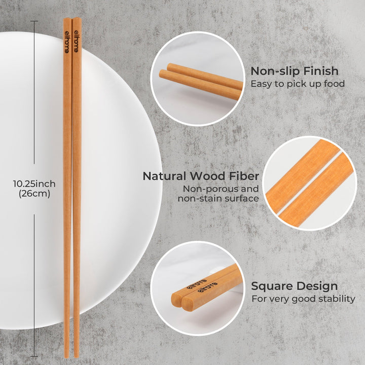 Plastic-Free Wood Fiber Flatware Chopsticks, 10.25"