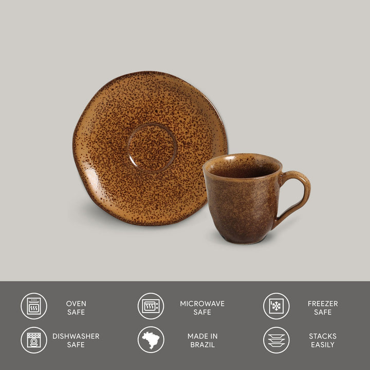 Non-Toxic Ceramic Cup &amp; Saucer Dinnerware Set, 6 Ct.