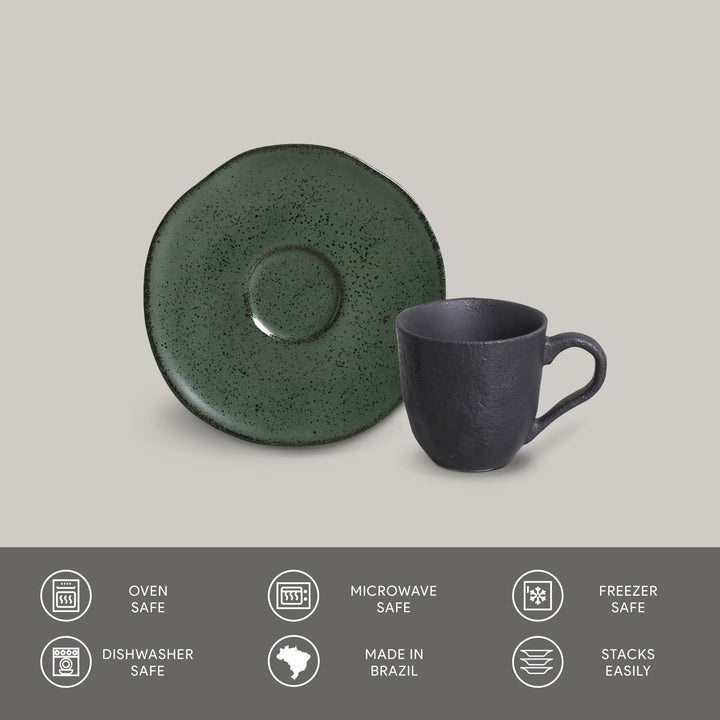 Non-Toxic Ceramic Cup &amp; Saucer Dinnerware Set, 6 Ct.