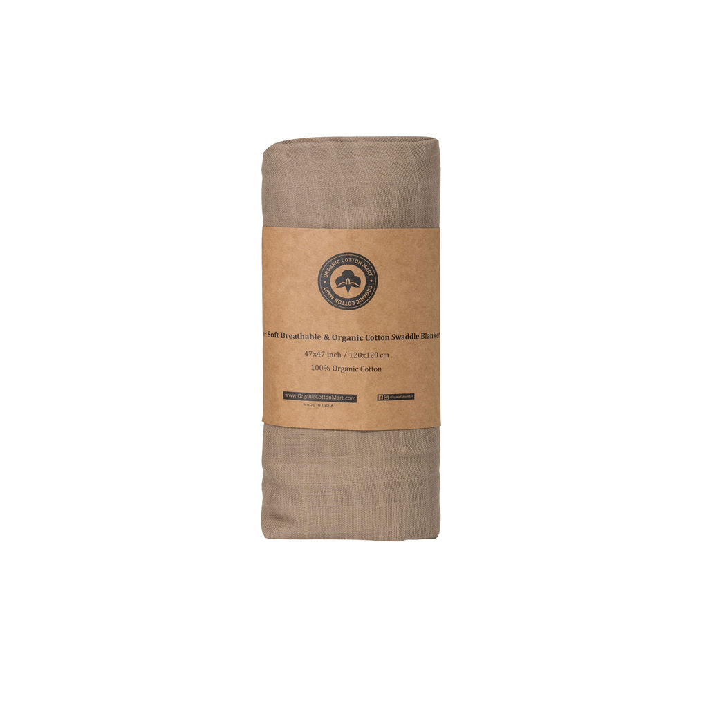 Organic Cotton Muslin Baby Swaddle Blanket, 47" x 47"