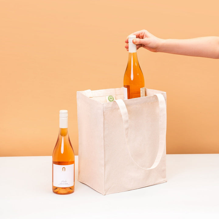 Organic Cotton 6-Bottle Wine Tote Bag, Natural