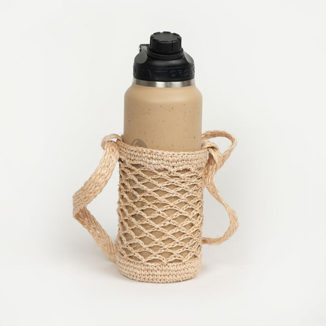 Handcrafted Cactus Fiber Crochet Bottle Holder, 32 oz.