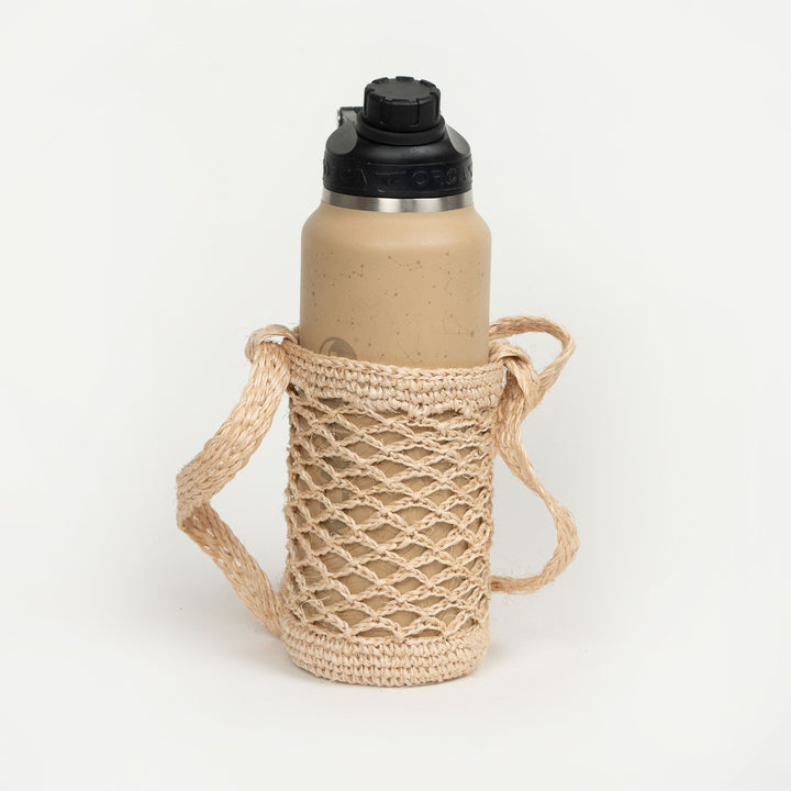 Handcrafted Cactus Fiber Crochet Bottle Holder, 32 oz.