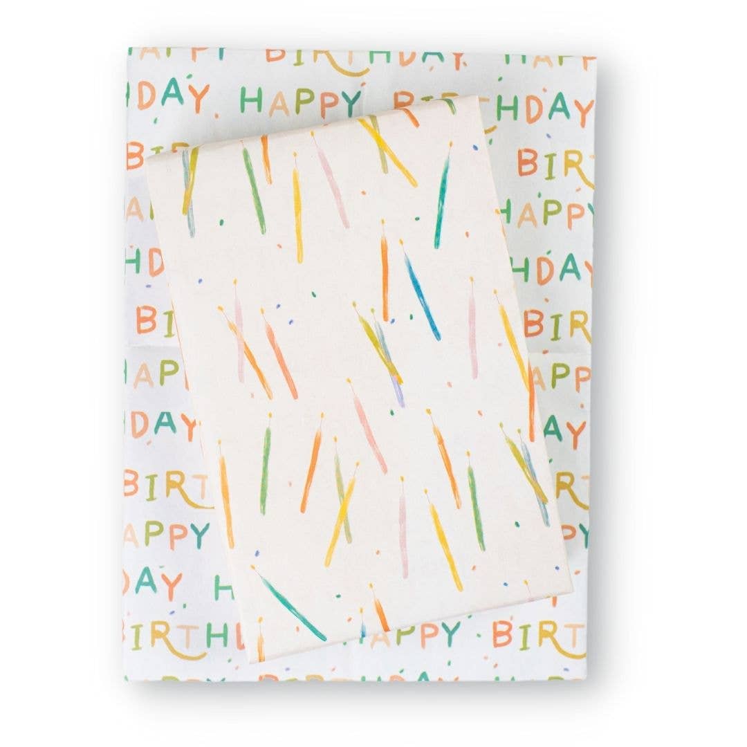 Recycled Newsprint Birthday Wrapping Paper, 3 Ct.