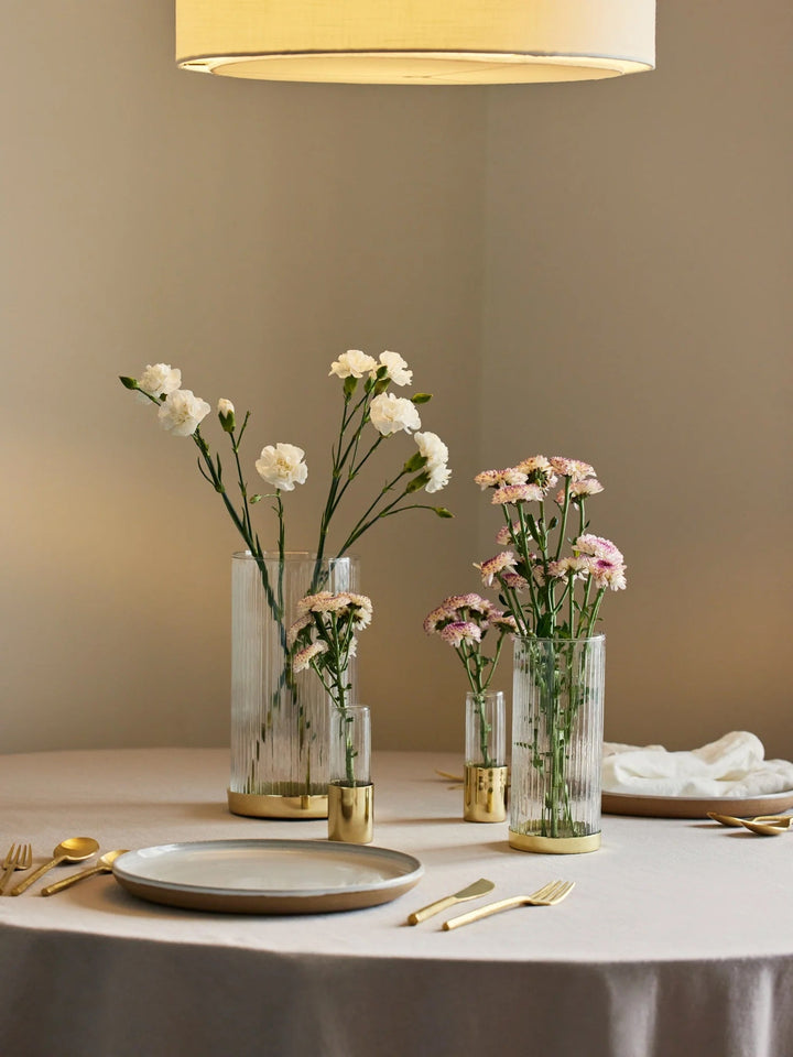 Handcrafted Fluted Glass Bud Vases, Gold, 4 Ct.