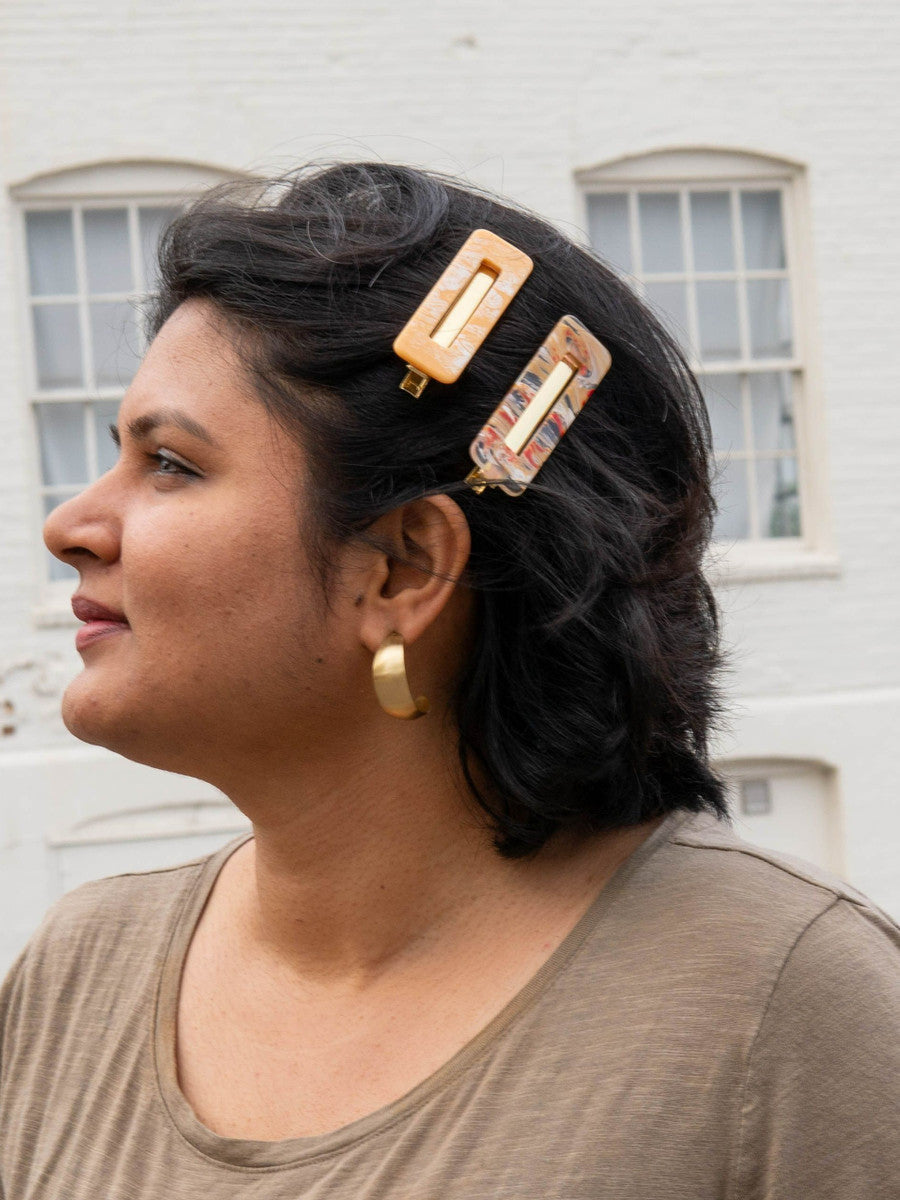 Handcrafted Resin Hair Clips, 1" x 3", 2 Ct.