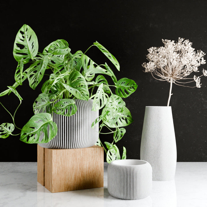 Plant-Based Ribbed Orbis Decor Planter, Multi-Size