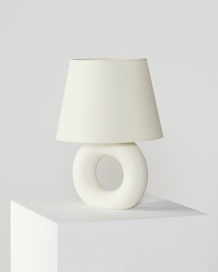 Plastic-Free Ceramic Donut Base Table Lamp, Cream