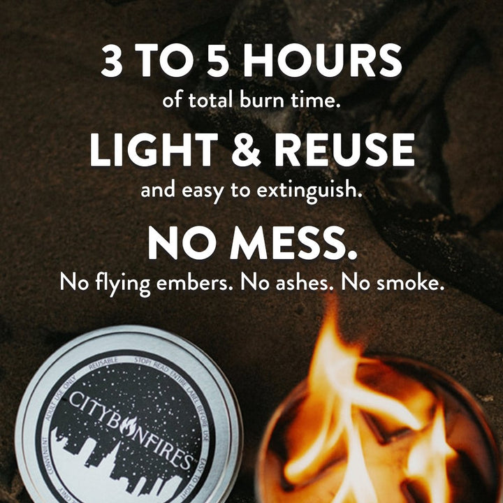 Non-Toxic Soy Wax Portable Bonfire Tin, 4" x 2"