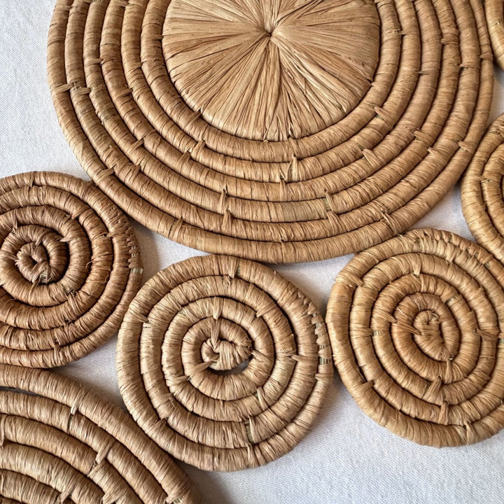 Handcrafted Raffia Dual-Purpose Decor, Natural Tan, 13" x 43"