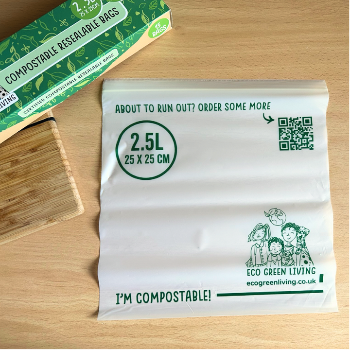Compostable Resealable Food Storage Bags, 25 Ct.