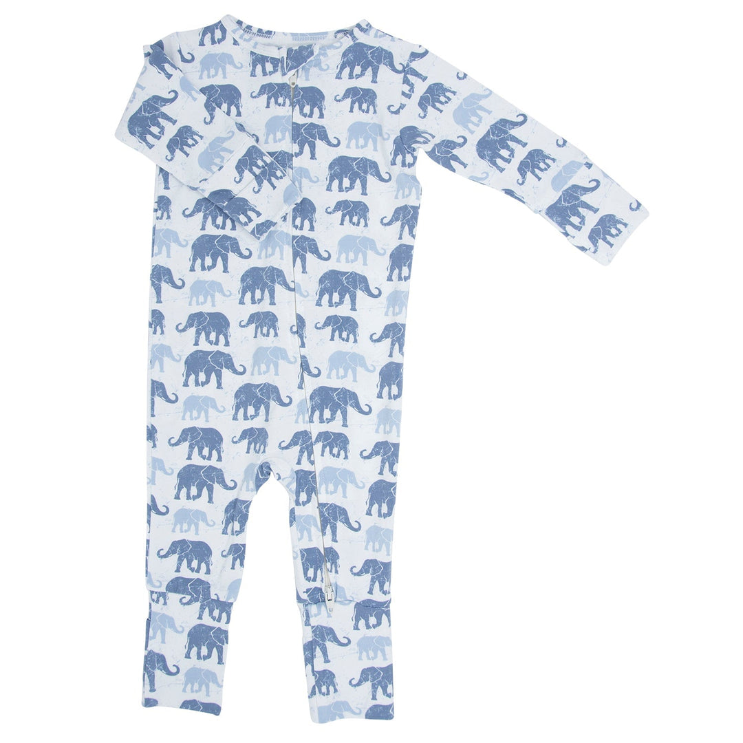 Vegan Bamboo Convertible Baby Romper, Blue