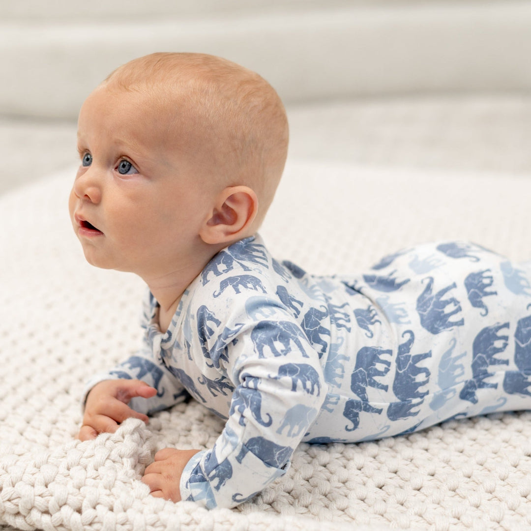Vegan Bamboo Convertible Baby Romper, Blue