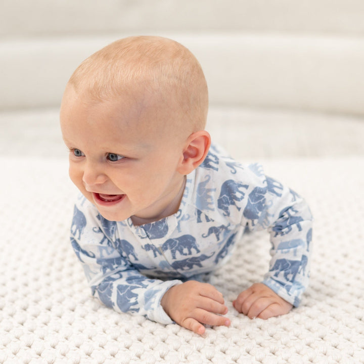 Vegan Bamboo Convertible Baby Romper, Blue