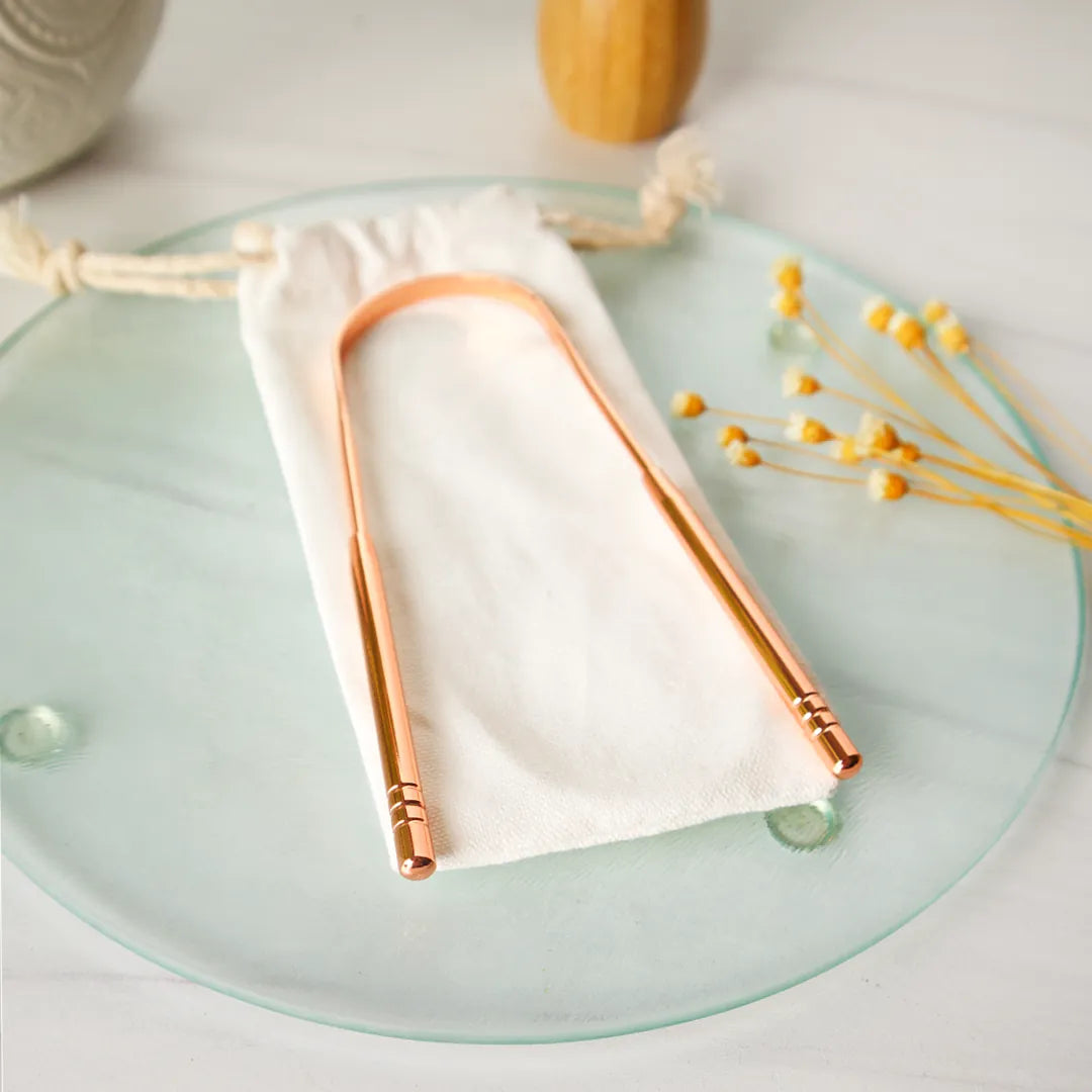 Copper Tongue Scraper Travel Set