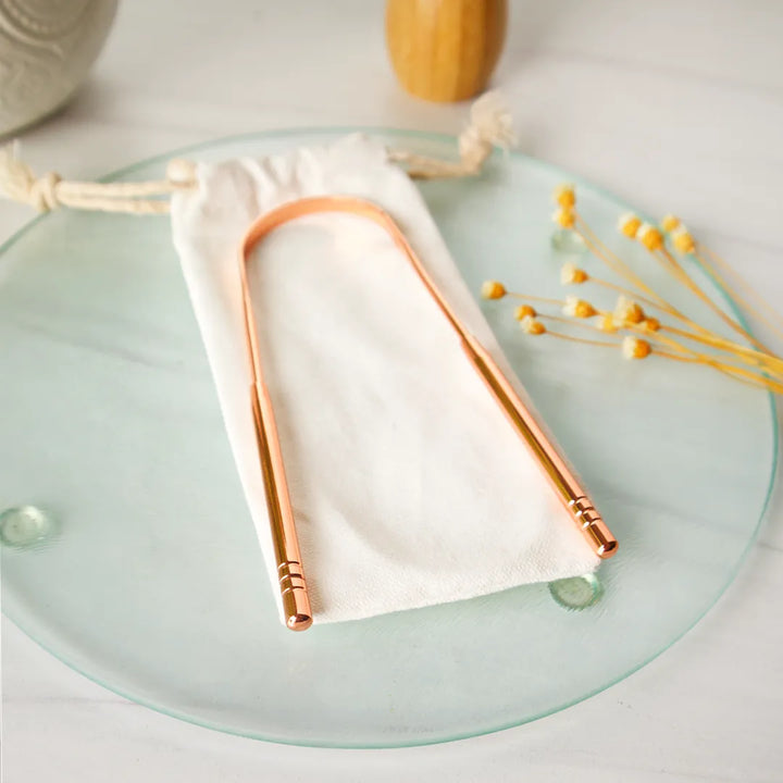 Copper Tongue Scraper Travel Set