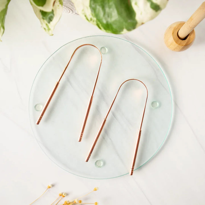 Copper Tongue Scraper Travel Set
