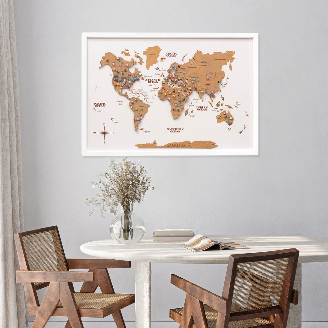 Biodegradable Cork World Map Wall Decor