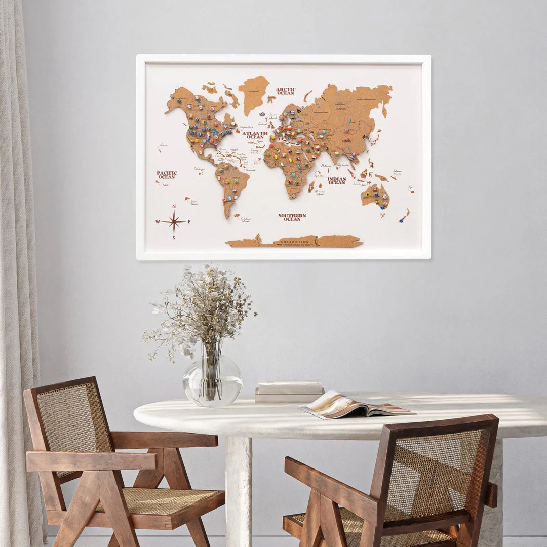 Cork Panel World Map Wall Decor