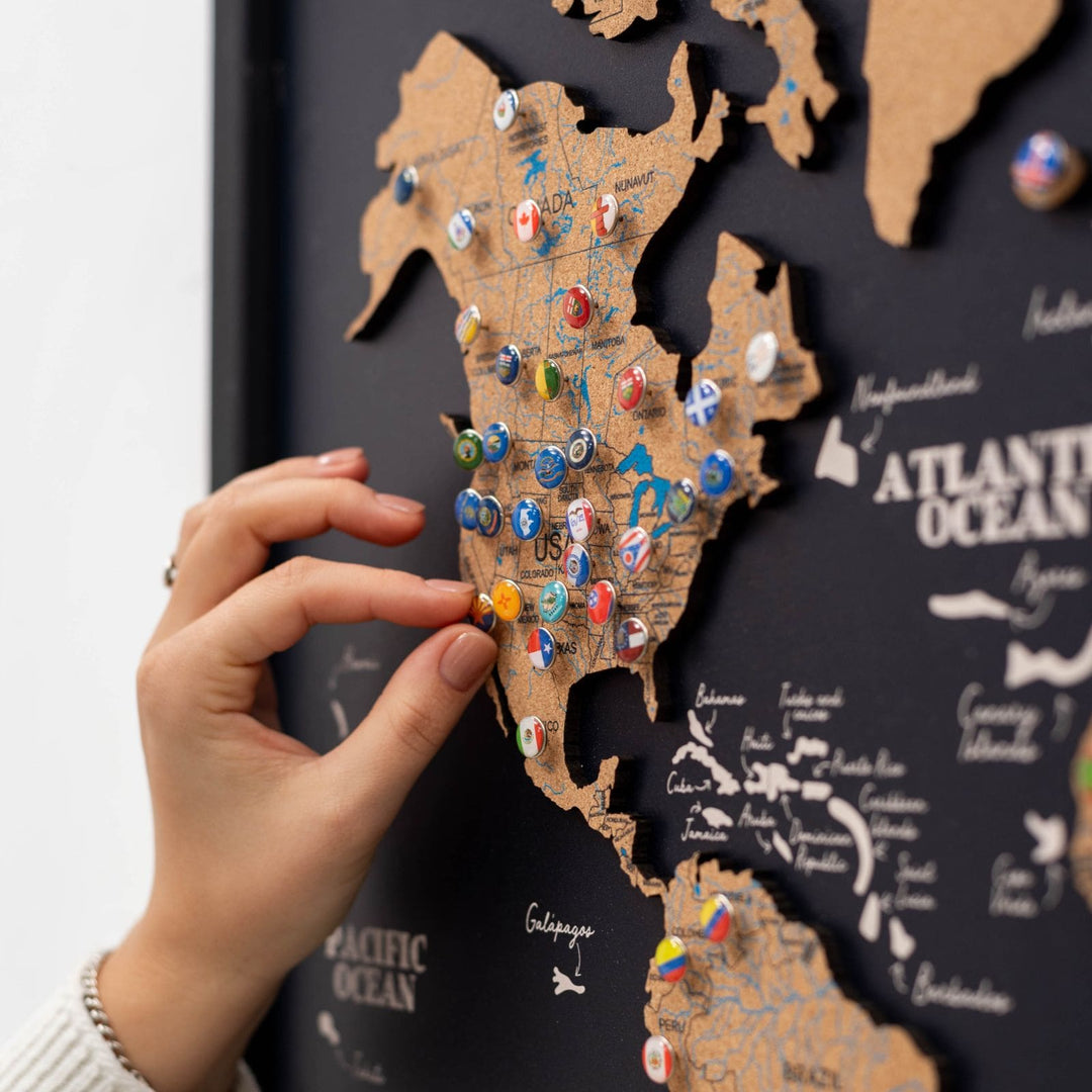 Biodegradable Cork World Map Wall Decor