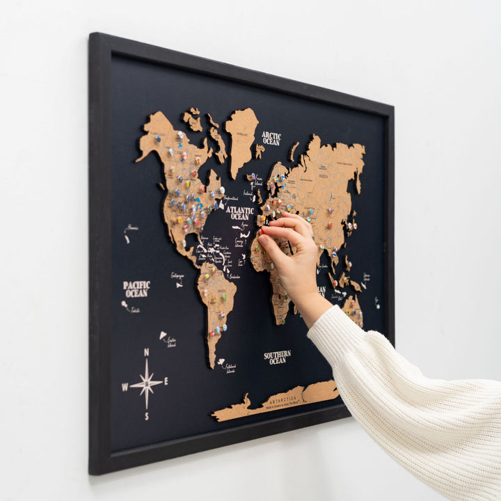 Biodegradable Cork World Map Wall Decor