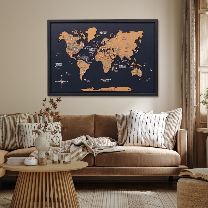 Biodegradable Cork World Map Wall Decor