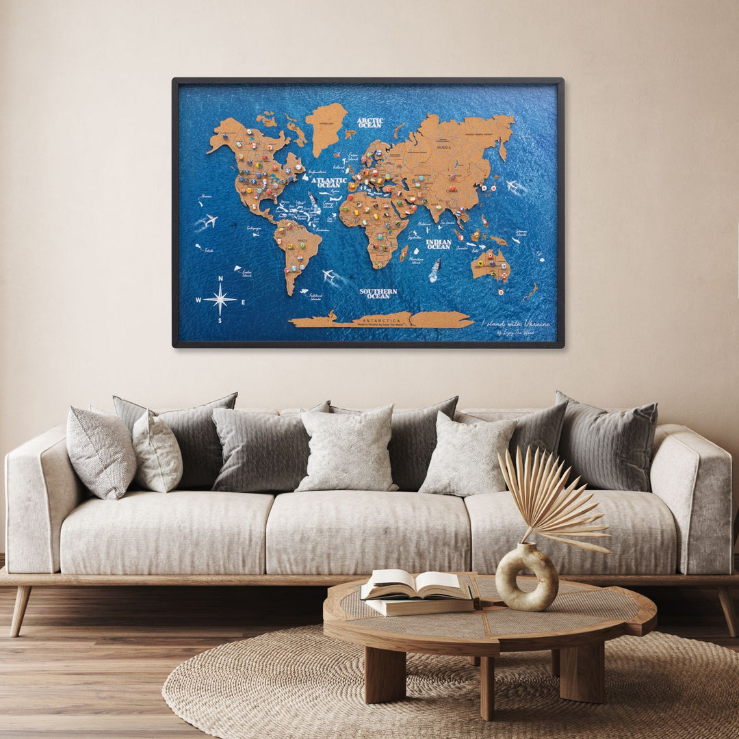 Biodegradable Cork World Map Wall Decor