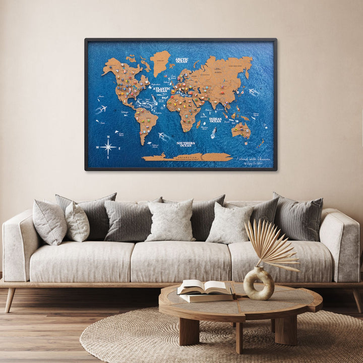 Biodegradable Cork World Map Wall Decor