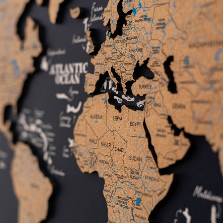 Biodegradable Cork World Map Wall Decor