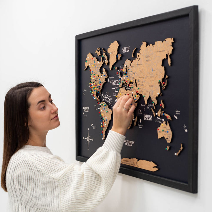 Biodegradable Cork World Map Wall Decor