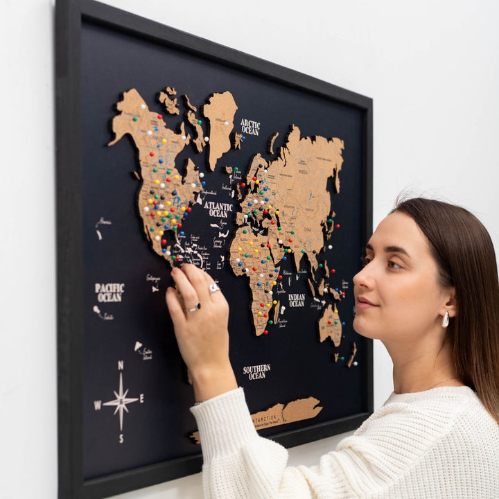 Biodegradable Cork World Map Wall Decor