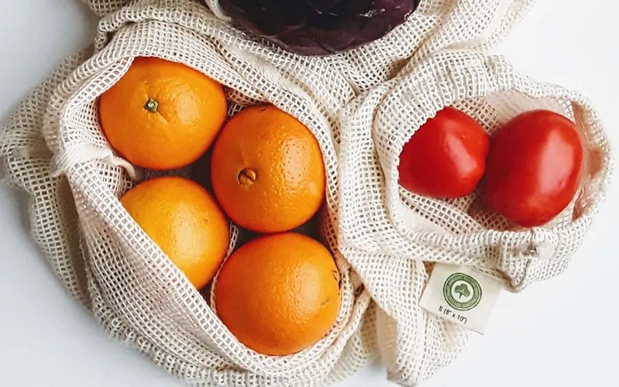 Cotton Mesh Produce Bags 3 Sizes Set of 6