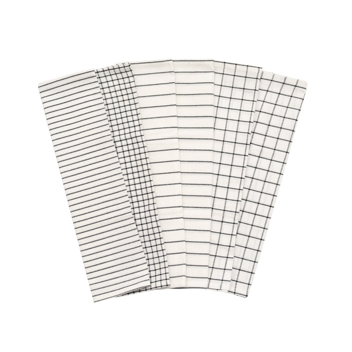 Organic Cotton Stripe &amp; Check Kitchen Towels, 6 Ct.