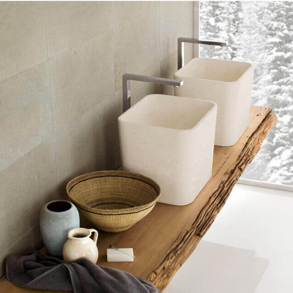 Handcrafted Marble Rectangular Vessel Sink 14" x 16"