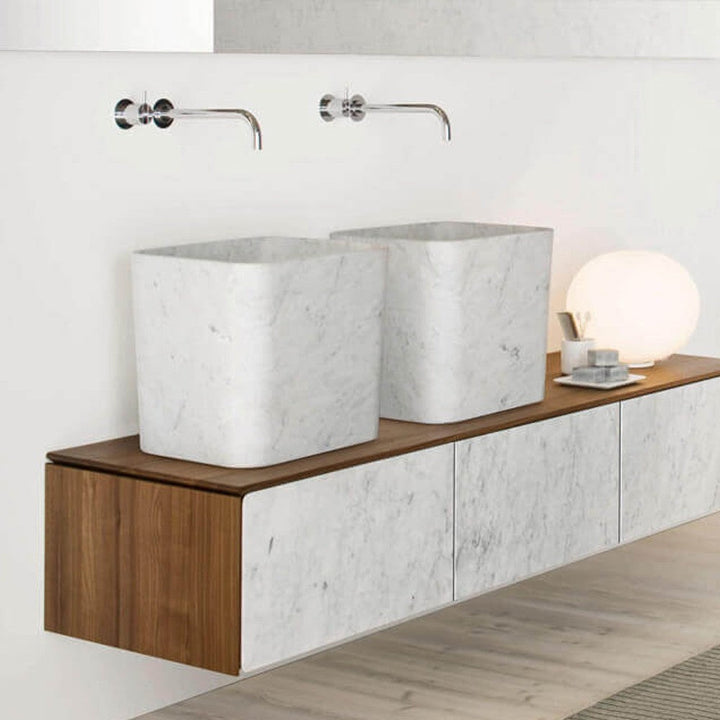 Handcrafted Marble Rectangular Vessel Sink 14" x 16"