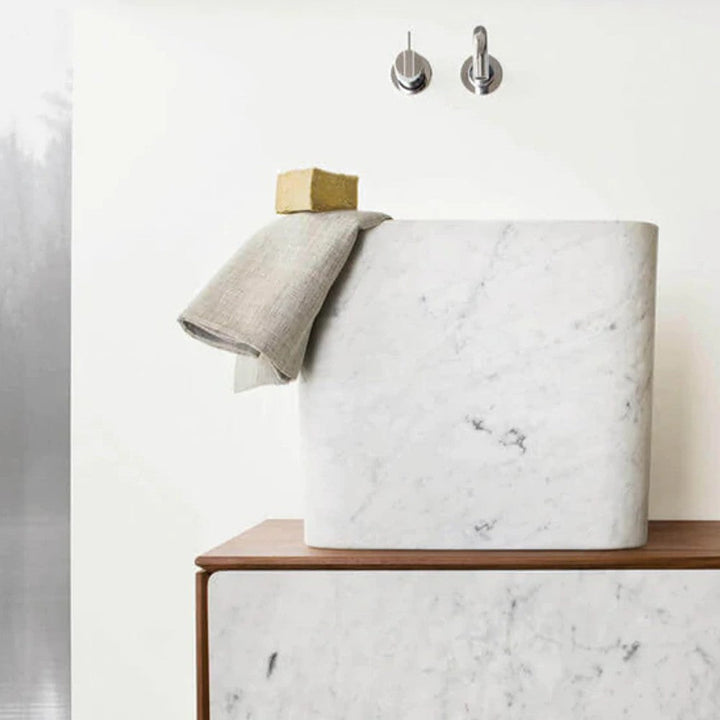Handcrafted Marble Rectangular Vessel Sink 14" x 16"